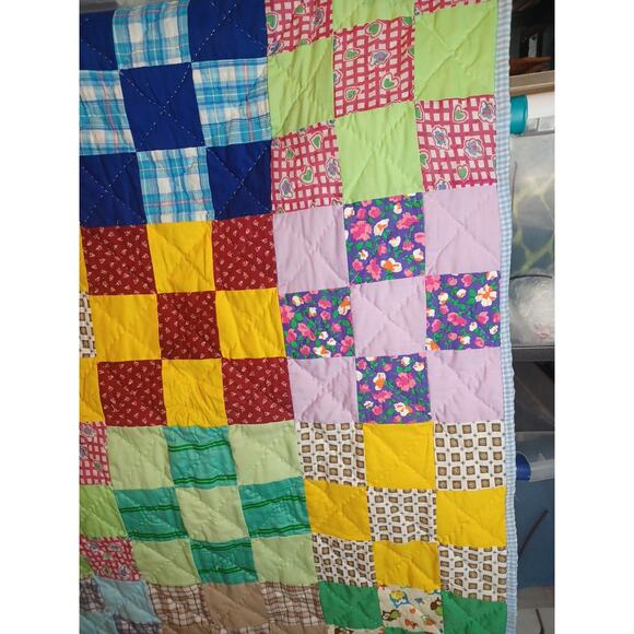 Mabel, but with a four patch – Penelope Handmade Shop Handmade Quilt Patches Colorful 64 × 44 Unique Beautiful